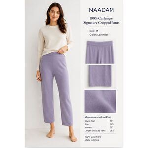 Naadam Cashmere Signature Cropped Pants High Waisted Straight Leg Sz M Lavender